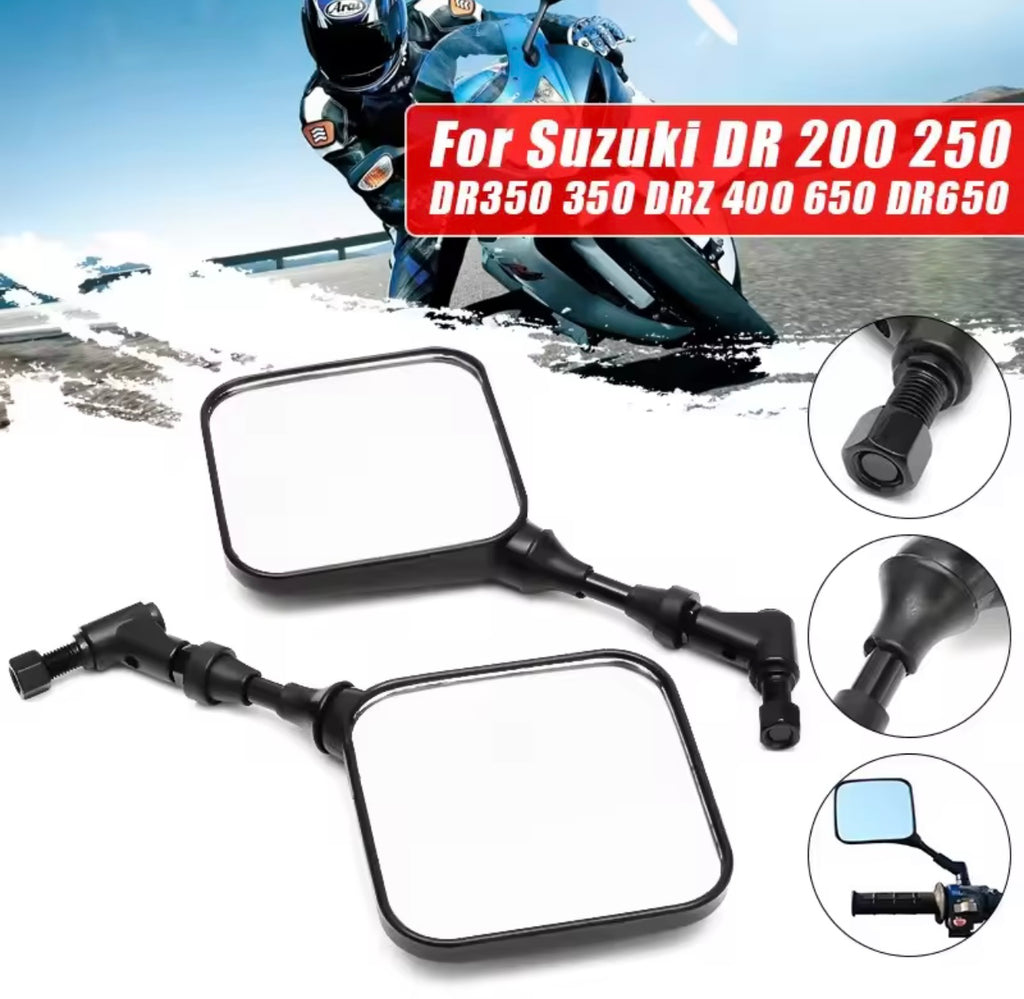 Rétroviseurs sport noirs – Suzuki DR200 / DR250 / DR350 / DRZ400 / DR650 – Lot de 2