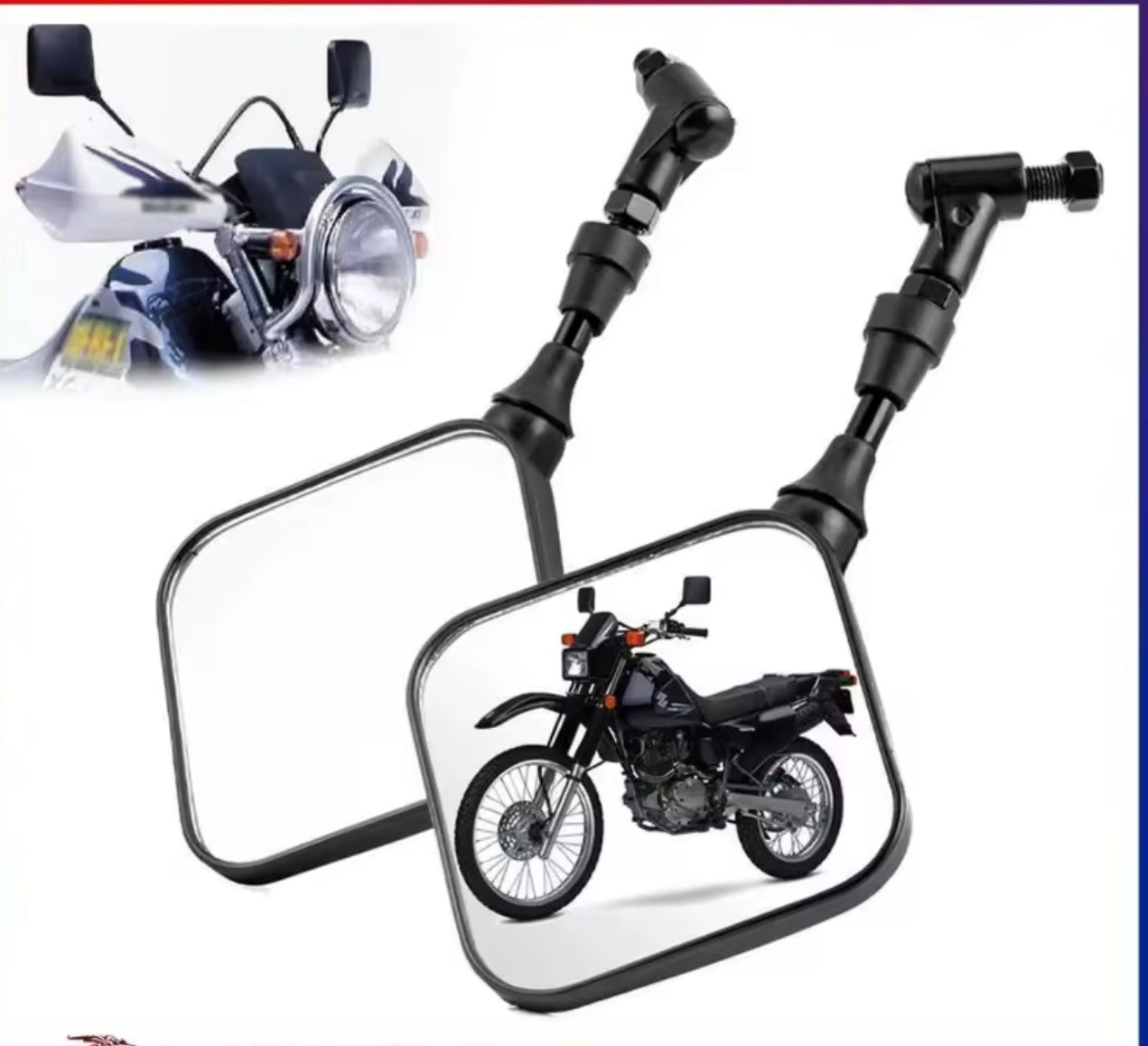 Rétroviseurs sport noirs – Suzuki DR200 / DR250 / DR350 / DRZ400 / DR650 – Lot de 2