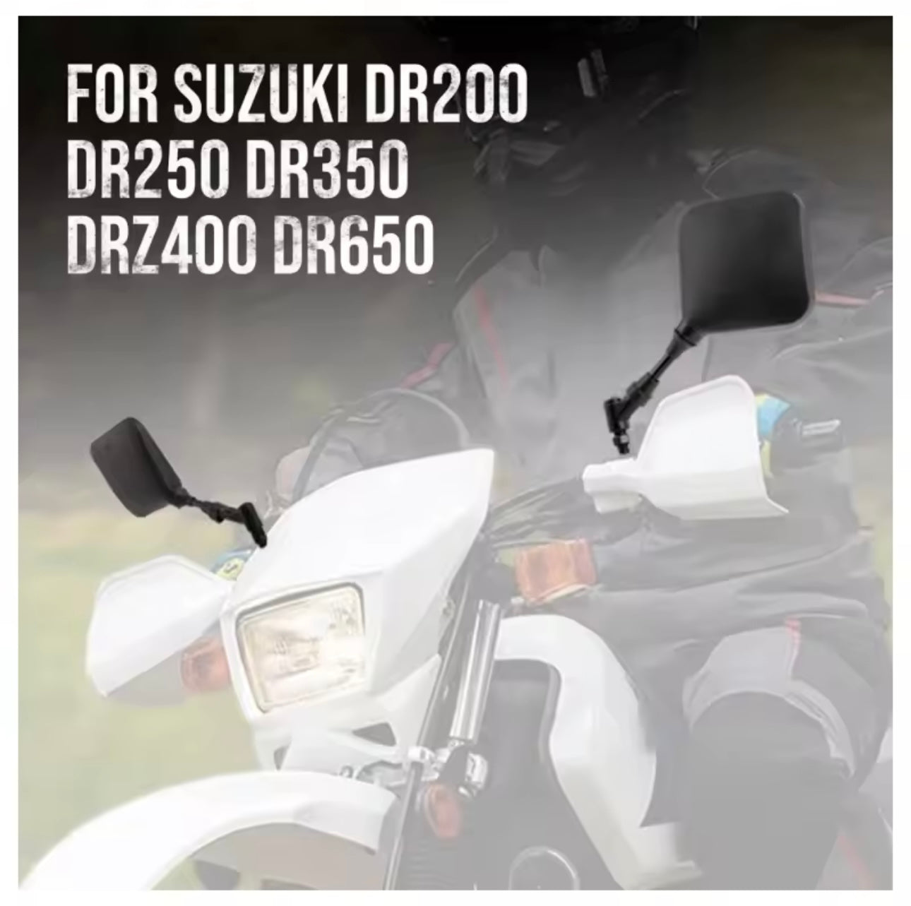 Rétroviseurs sport noirs – Suzuki DR200 / DR250 / DR350 / DRZ400 / DR650 – Lot de 2